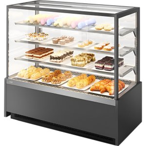 Витрина кондитерская Chilz VETE KUB LUX 90 серый муар, металлик