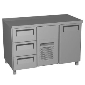 Стол холодильный среднетемпературный Carboma T70 M2-1 (2GN/NT Полюс) без борта (9006-1 корпус серый 1 дверь, 3 ящ)