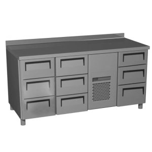 Стол холодильный среднетемпературный Carboma T70 M3-1 (3GN/NT Полюс) с бортом (9006-2 корпус серый 9 ящ)