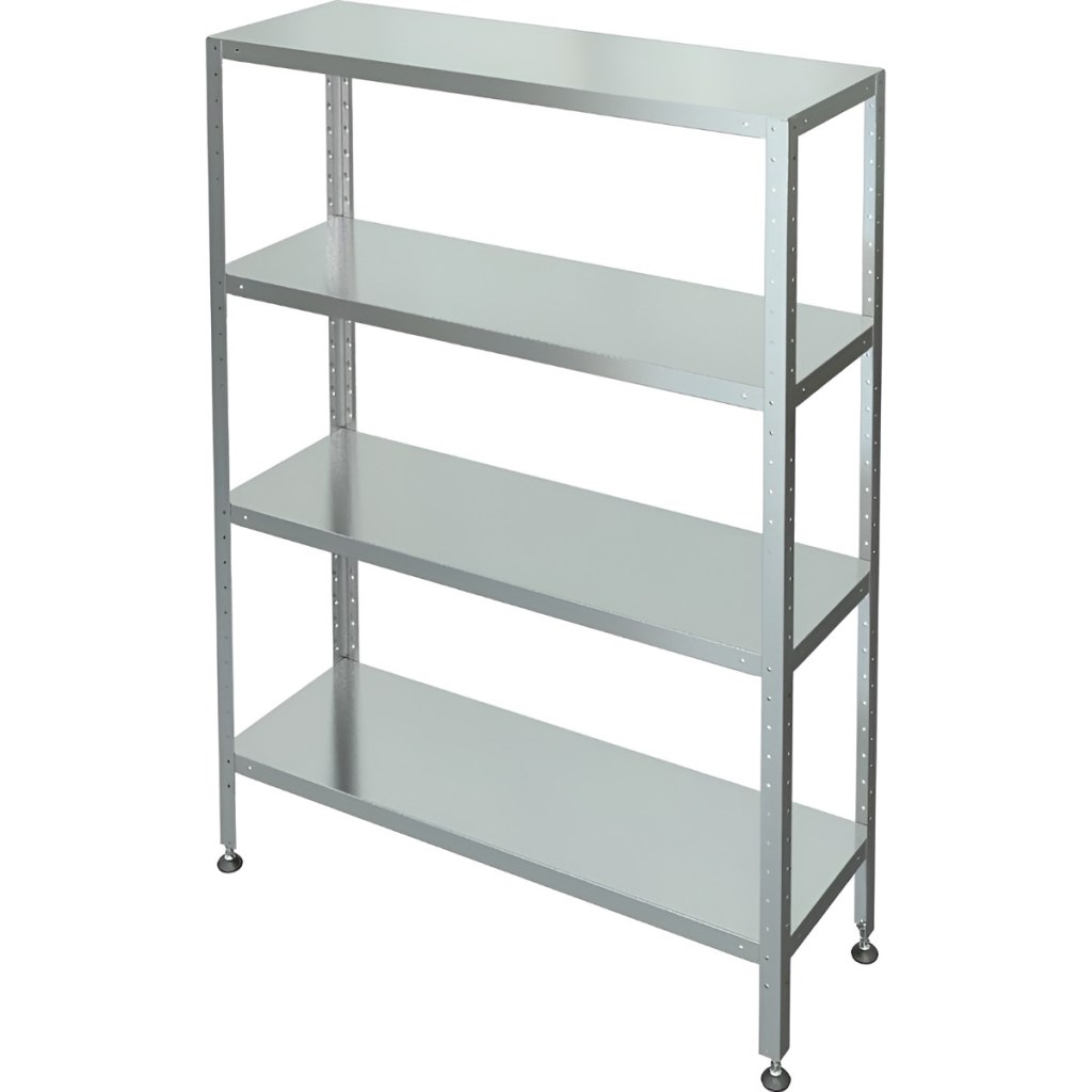 Стеллаж с 4-я сплошными полками МХМ С-4-0,5/0,95/1,8 (нержавейка AISI 430 t-1,0) 